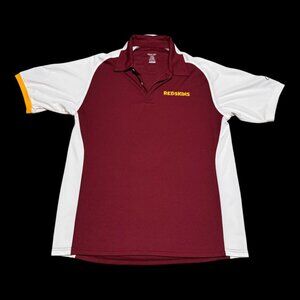 Reebok 100% Polyester Washington Redskins Logo Polo‎ Shirt Adult Medium